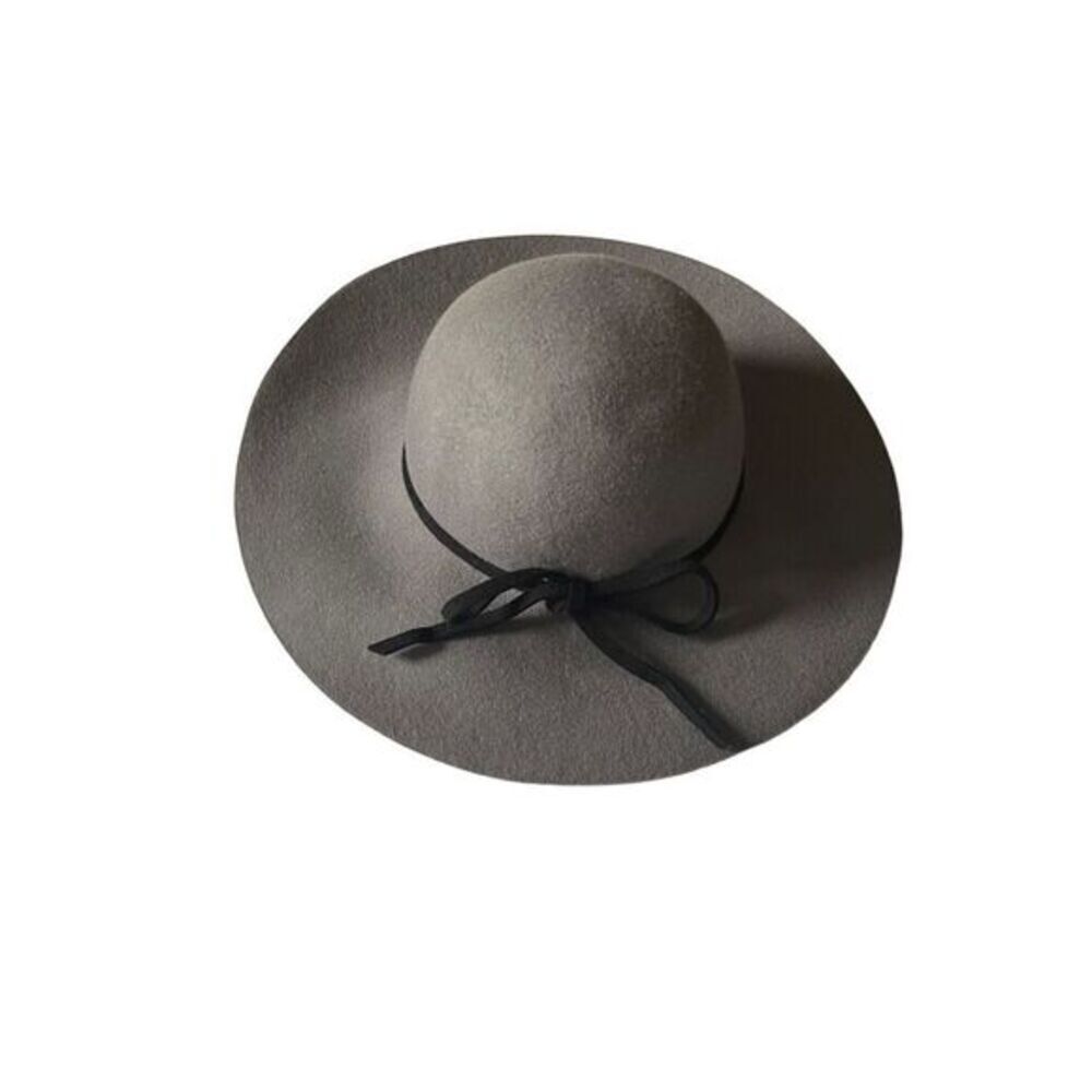 Handmade Women's Floppy Wool Felt Adjustable‎ Wide Brim Fedora Hat Gray OS